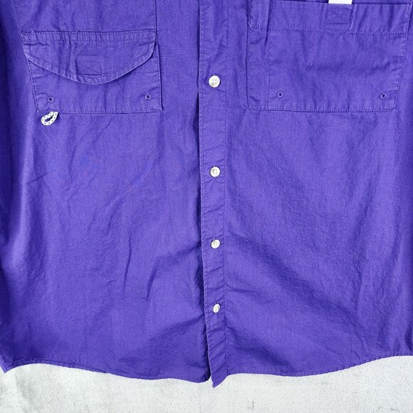 Mens Purple Columbia PFG Fishing Shirt Button Down Short Sleeve Size L - Picture 3 of 13